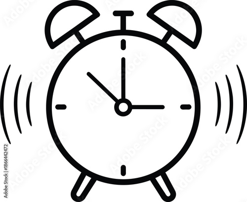 Ringing alarm clock line icon illustration representing time to wake up or schedule reminder