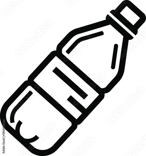 Outline icon representing a plastic bottle for water or beverage, ideal for hydration concepts