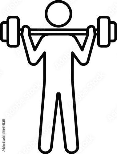Outline icon of a person performing a barbell squat or shoulder press exercise