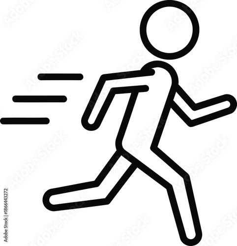Running stick figure with speed lines icon depicting fast pace and urgent movement