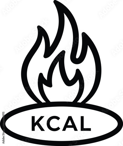 Kcal flame icon symbolising energy expenditure and calorie burning for health and fitness