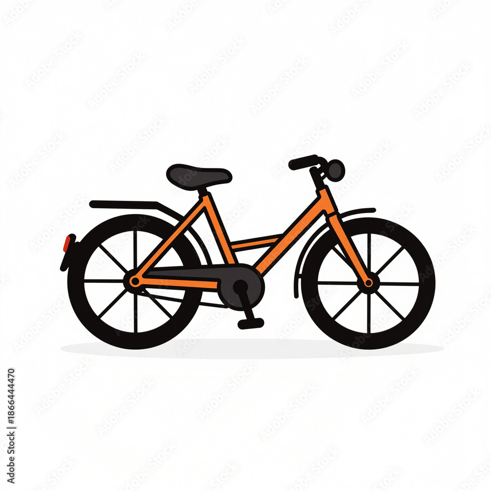 Fototapeta premium Cute Minimal Style Bicycle Illustration with Bold Outlines and Flat Colors
