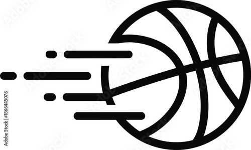 Fast moving basketball icon representing speed and dynamism in sports activity