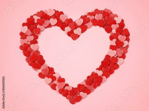 Heart shape made of red hearts