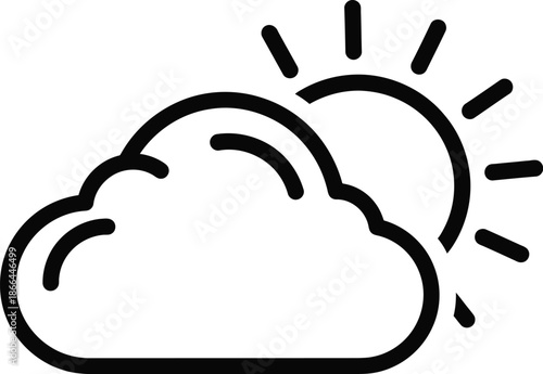 Partly cloudy weather icon with sun peeking from behind a cloud illustration