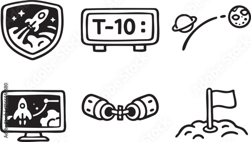 Black and white of rockets planets and space exploration launch moon