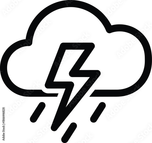 Cloud with lightning bolt and rain icon depicting a stormy weather condition