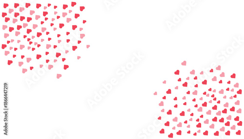Red and pink hearts on a white background for valentines day or love romance.  Resizable and Editable, EPS 10.	