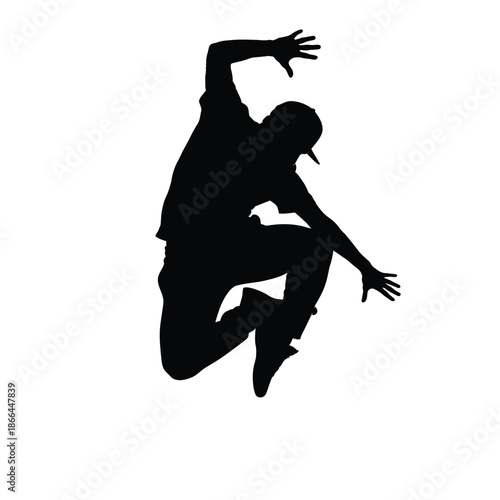 фотографія Silhouette of a breakdancer performing a dynamic jump