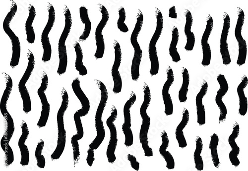 Abstract pattern of black wavy lines on white background