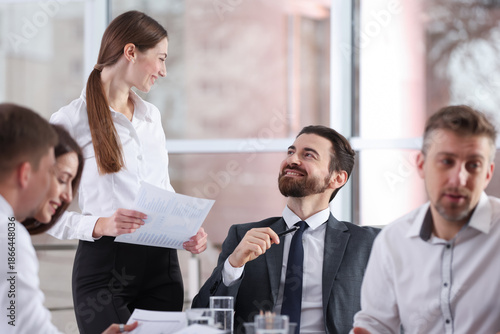 Wallpaper Mural Business planning. Colleagues having meeting in office Torontodigital.ca