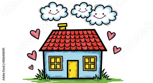 Cozy Home Sweet Home Illustration for Real Estate, Family, and Love Marketing Campaigns
