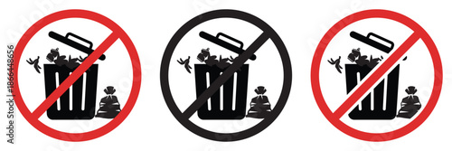 No Trash Bag Prohibition Icon – Waste Management, Recycling & Environmental
 Safety Vecto
