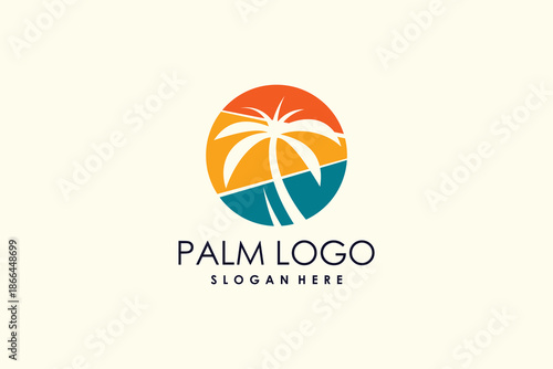 Palm logo design vector with creative unique style