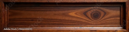 Elegant, dark stained walnut frame, smooth finish, mahogany, refined