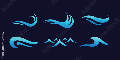 Wave logo design collection with creative unique style