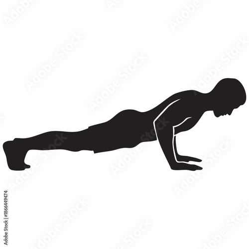 silhouette of a man is doing push up and down