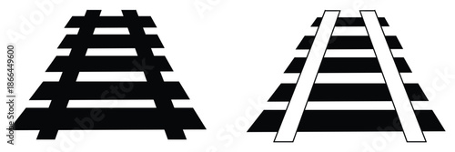 Railway Line, Rails Symbol, Train Tracks Sign, Railroad Pictogram, Railway Track Silhouette eps 10