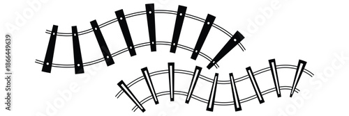 Railway Line, Rails Symbol, Train Tracks Sign, Railroad Pictogram, Railway Track Silhouette eps 10