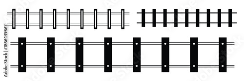 Railway Line, Rails Symbol, Train Tracks Sign, Railroad Pictogram, Railway Track Silhouette eps 10