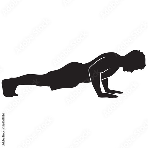silhouette of a young man doing pushup exercise