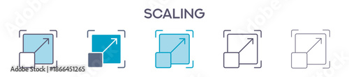 Scaling Element For Design Graphic - Multi Styles. Vector Illustration Of Two Colored And Black. Multiple Icons Designs Can Be Used For Mobile, Ui, Web 