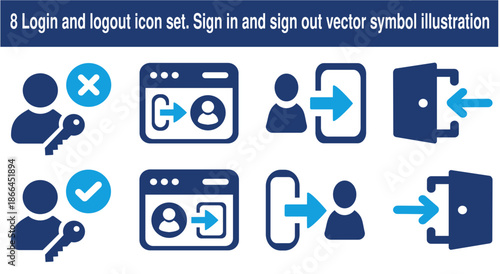 Login and logout icon set . Sign in and sign out vector symbol illustration
