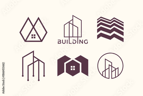 Set of House element logo design icon vector with creative idea