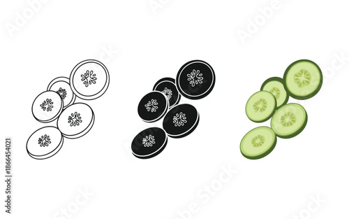 Sliced Cucumbers with Floral Patterns in Different Styles