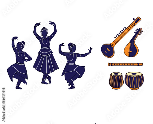  Cultural Dance And Music Flat Vector Illustration