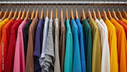 Wallpaper Mural Collection of Colorful Shirts Hanging on a Rack in a Retail Store During the Day Torontodigital.ca