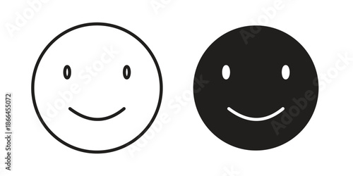 Smile icon flat simple icon. Liner version - stock vector.