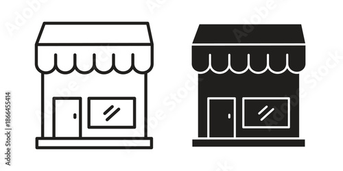 Store icon flat simple icon. Liner version - stock vector.