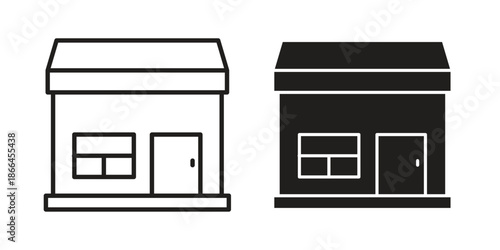 Store icon flat simple icon. Liner version - stock vector.