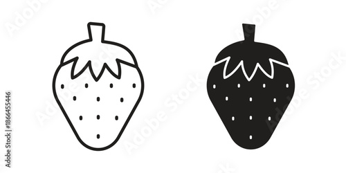 Strawberry icon flat simple icon. Liner version - stock vector.