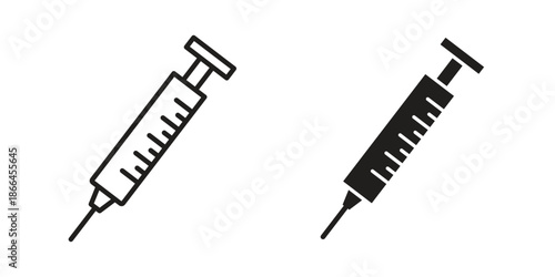 Syringe icon flat simple icon. Liner version - stock vector.
