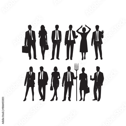 Business People Team Silhouette Set