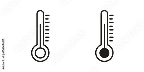 Thermometer half icon flat simple icon. Liner version - stock vector.