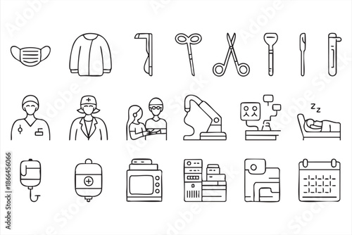 Medical and Healthcare Line Icons for Hospital UI and Clinical Systems
