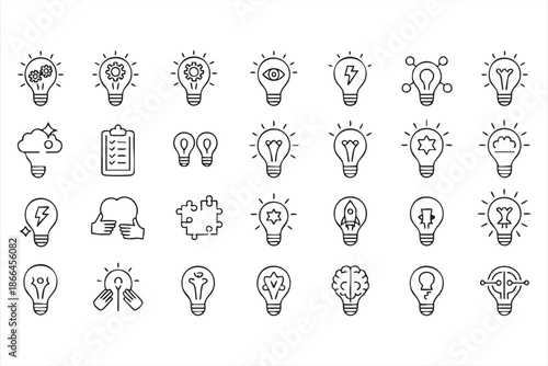 Creative Concept Lightbulb Icons for App and Web Interfaces