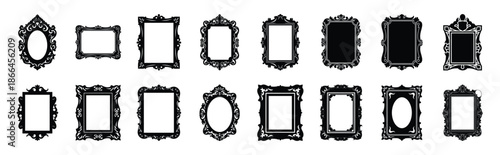 First Day of Black History Month ancestral portrait frame silhouette icon set