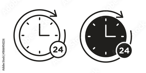 Time twenty four icon flat simple icon. Liner version - stock vector.