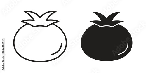 Tomato icon flat simple icon. Liner version - stock vector.