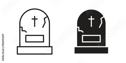 Tombstone icon flat simple icon. Liner version - stock vector.