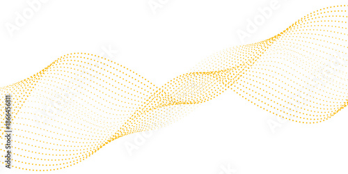 Halftone flowing dots wave curved lines, frequency sound. wavy colorful gradient dots shape isolated on transparent background. background concept of technology, digital, communication, science, music