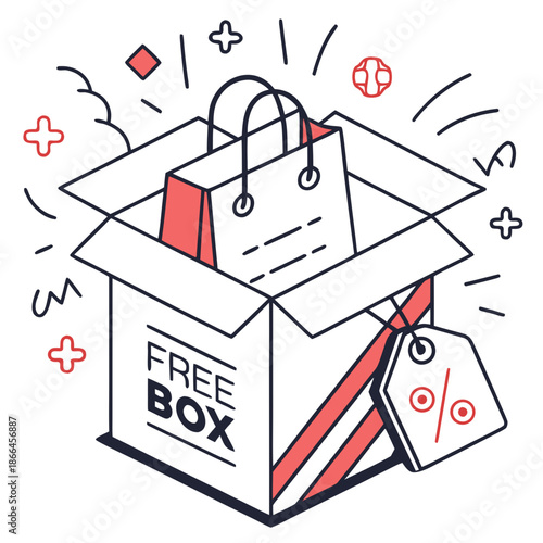 Promotional Freebie Box Icon Vector for Black Friday Sales and Marketing Campaigns
