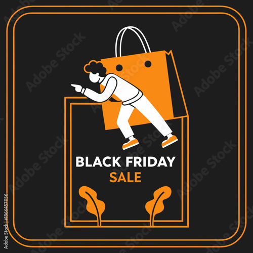 Mobile App Black Friday Sale Icon Vector in Flat Style for Smartphone Shopping Applications
