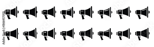 First Day of Black History Month empowerment megaphone silhouette silhouette icon set