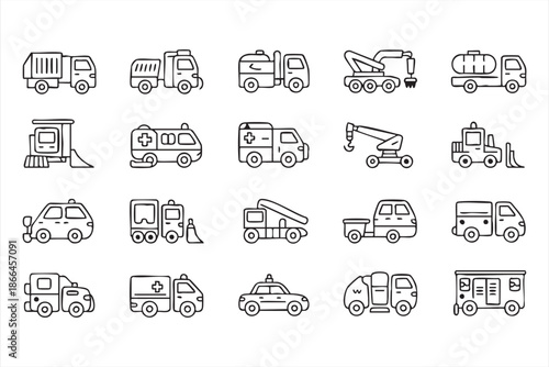Municipal and Emergency Vehicle Icons for Management Interfaces