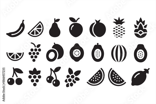 Minimal Fruit Icons for Web, App, and Interface Design